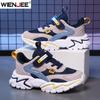 Kid Sneakers Sport Shoes For Boys Fashion Leather Children Breathable Mesh Comfort Shoes Casual Walking Outdoor Running Shoes