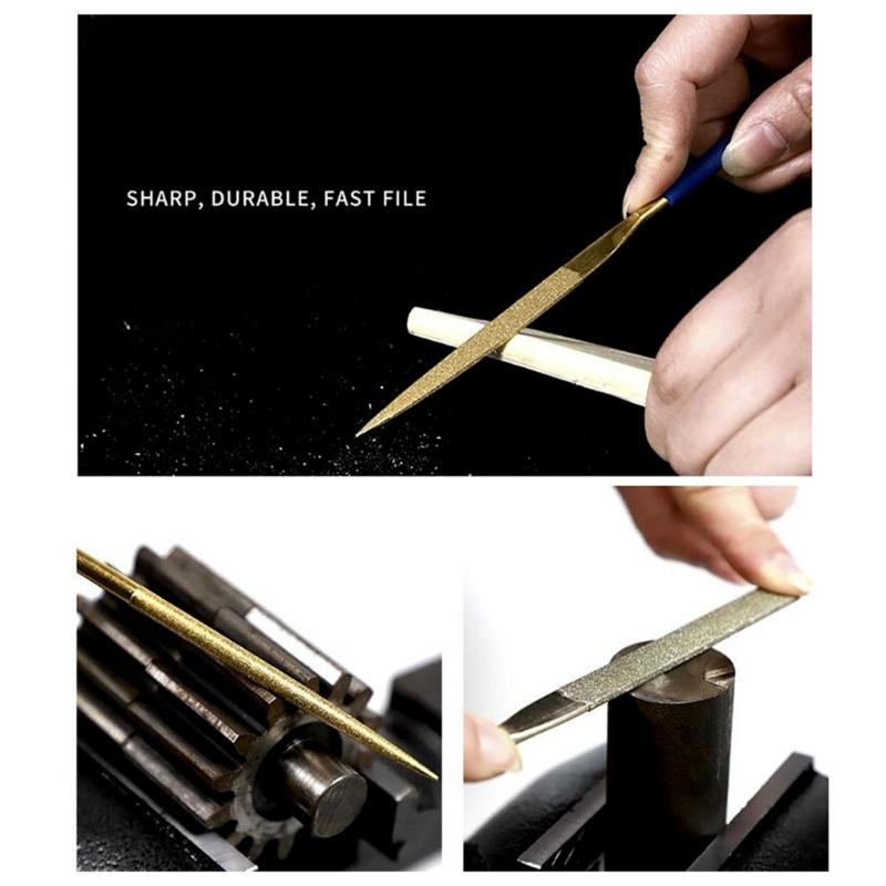 10Piece Mini Diamond Needle File Set for Metal, Deburring,and Fine Grinding Durable and Versatile Tool Square Flat Shape