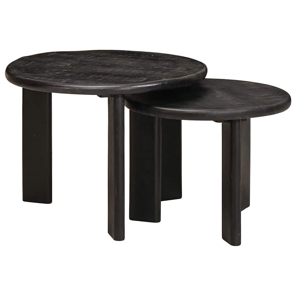 Nesting Coffee Tables Set 2 Pcs White Solid Mango Wood