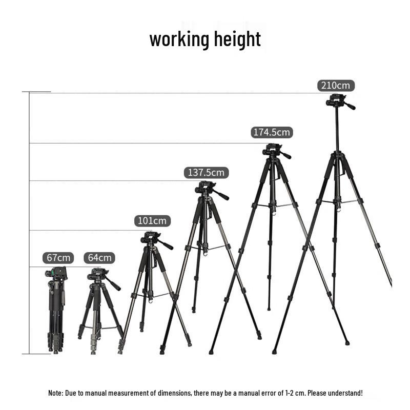 Dayahongda 2.1m Portable Tripod with 3-Way Pan-Tilt Head
