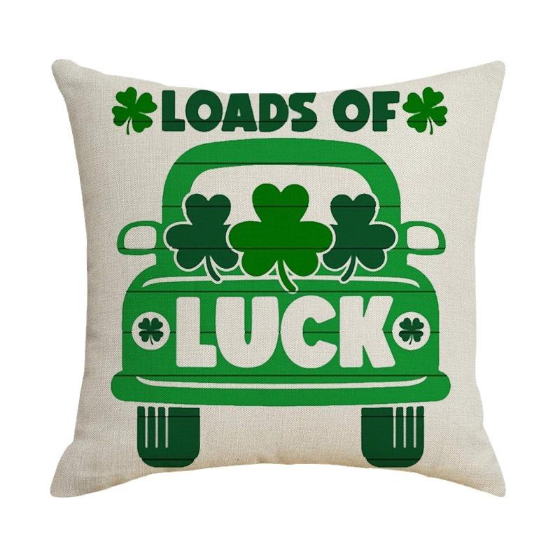 St. Patrick's Day New Sofa Cushion Cover Green Car Four-Leaf Clover Oktoberfest Linen Cushion