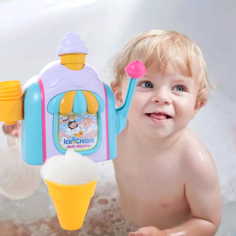 Delicate Ice Cream Foam Machine Powerful Suction Kid Toys Bath Ice Cream Bubble Maker  Summer