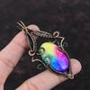 Rainbow Solar Quartz Druzy Pendant Copper Wire Wrapped Pendant Handmade Pendant Copper Jewelry Elegant Pendant Gift For Him Gemstone Jewelry