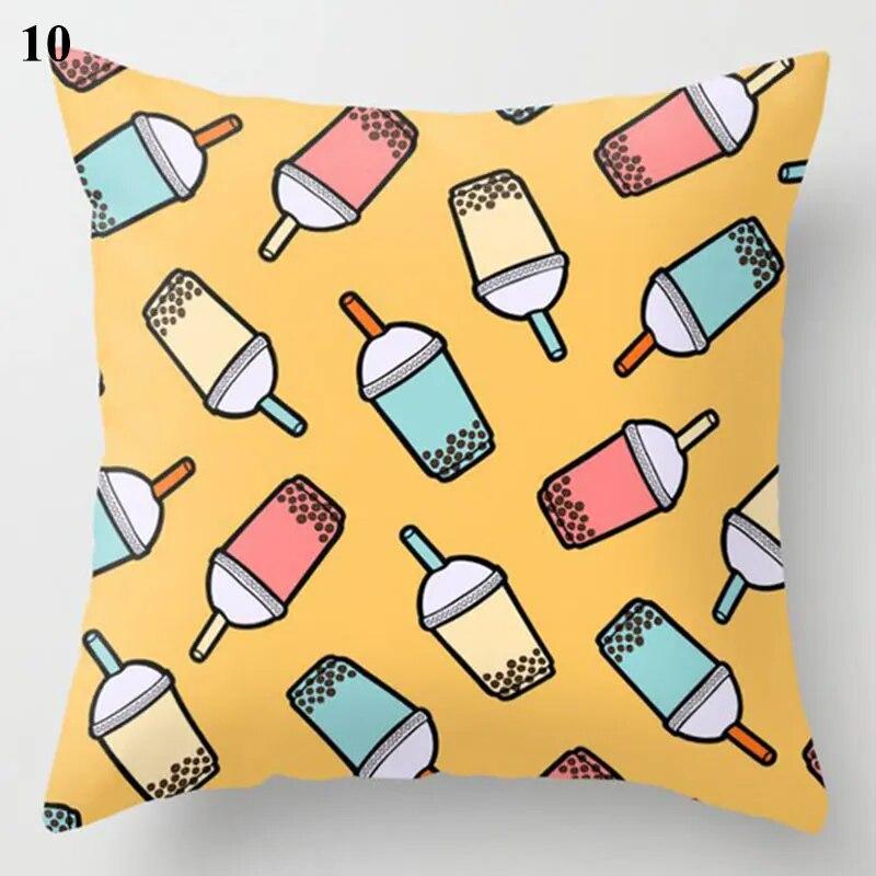 Decorative Cushion Cover Yellow Gray Floral Animal Geometric Pillow Covers Throw Pillows Polyester Single Side Print Pillowcases