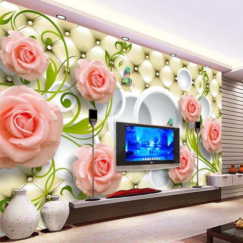 Custom Any Size Photo Wallpaper 3d Wall Decor For Living Room Modern Simple And Stylish 3d Rose Flower Wall Mural