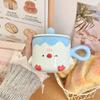 Mug with Lid Cute High Looking Ceramic Cup Home Breakfast Cup Couple Water Cup Birthday Gift for Girls