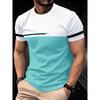 Men's Fashion Stripe Splicing 3D Printed Short Sleeve Comfortable To Wear
