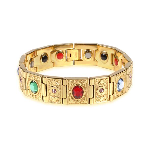 

Vinterly Браслет на запястье Магнитный браслет Мужской из нержавеющей стали Золотистый Цепочка Браслеты Браслеты Кристалл Энергия Германиевые браслеты золотой