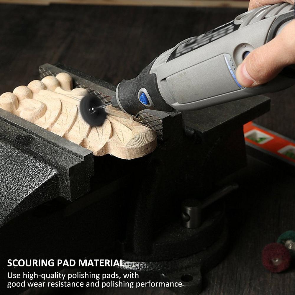 50Pcs Scouring Pad Brush Nylon Abrasive Brush Fiber Grinding Sanding Head Buffing Polishing Wheel for Dremel Accessories Tools