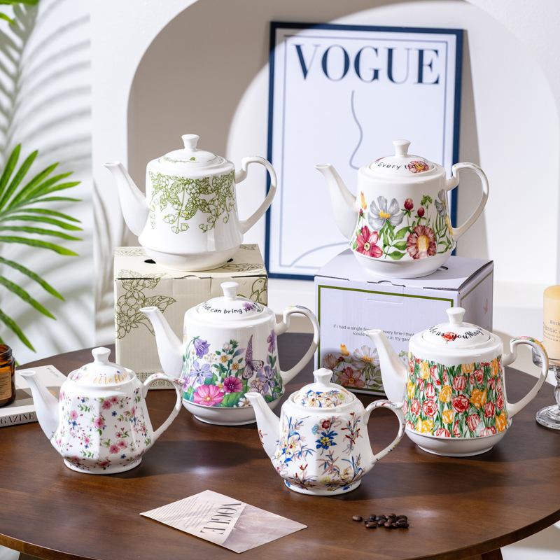 Ceramic Teapot Tea Brewing Home High Temperature Resistant Health Pot Single Pot Tea Brewing Chinese Kettle Vintage Cool Water Kettle Porcelain Teapot