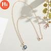 Hi Vintage Ethnic Round Turkey Evil Eye Necklace for Women Girls Gold Color Blue Eye Pendant Choker Clavicle Chain Turkish Jewelry