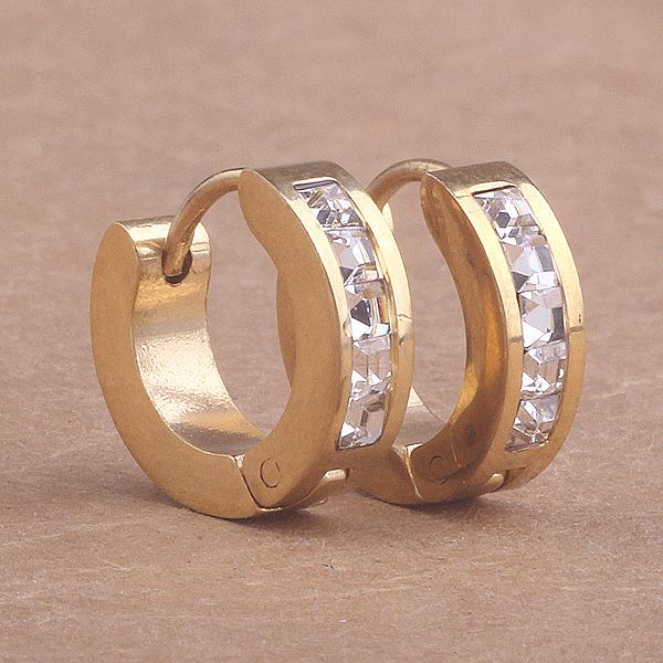 European  American Style 4MM Zircon Inlaid Versatile Stainless Steel Ear Cuff for Women, with Optional Laser Logo.