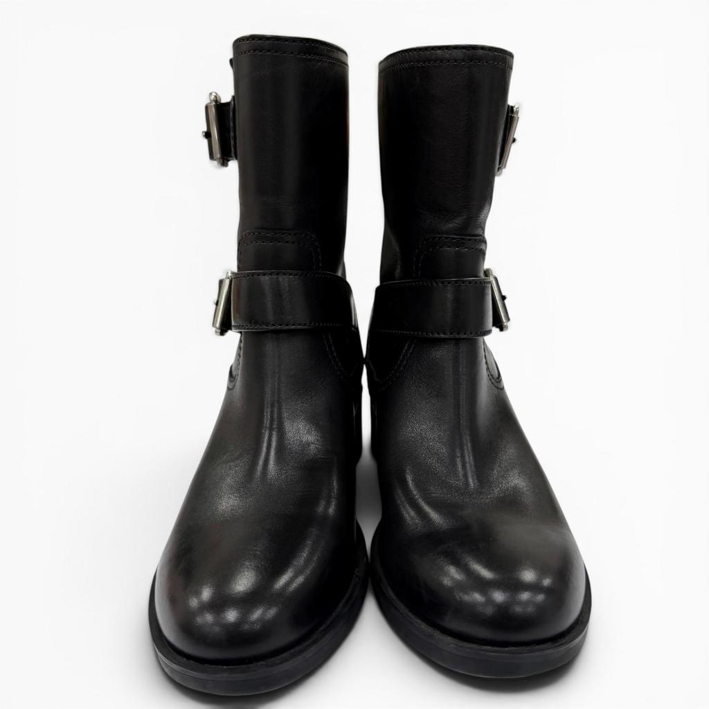 Great PRADA short boots Belt-design leather biker boots, engineer boots, 35.5 Used