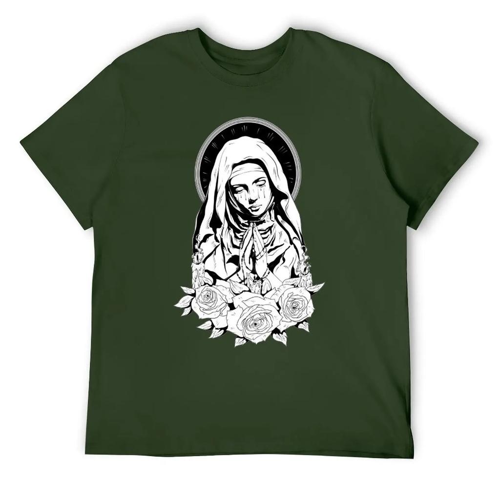 Mother's Day Mary of Jesus Men's T-shirt Round Neck Movement T-shirts Cute Aactivity Competition Casual Eur Size