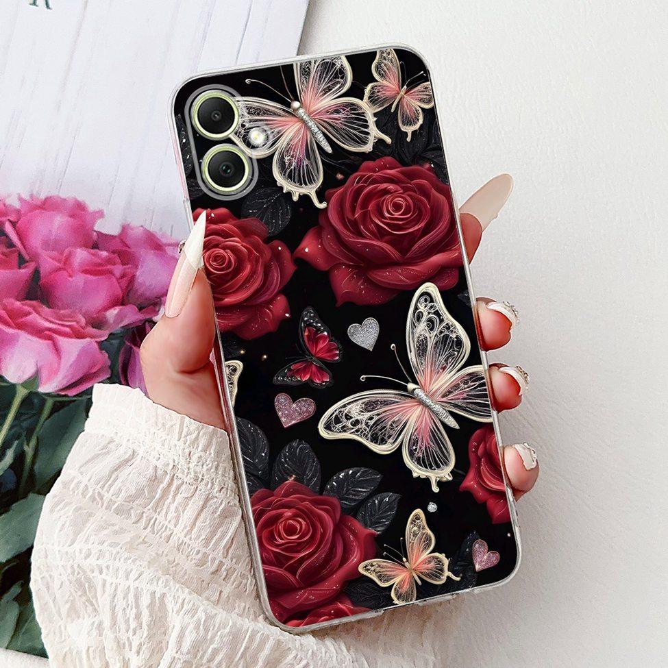 For Samsung A05 Case Clear Cute Cat Fashion Flowers Cool Painted Back Cover For Samsung Galaxy A05 Phone Case SM-A055F SM-A055M