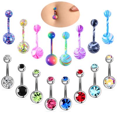 16 Sztuk Mix Piercing Pępka Pierścień Barbell Cyklon Kryształowa Kula Biżuteria do Ciała