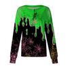 Women's Casual Long Sleeve Single-Breasted Cardigan with Halloween Print for Caregiver Costume