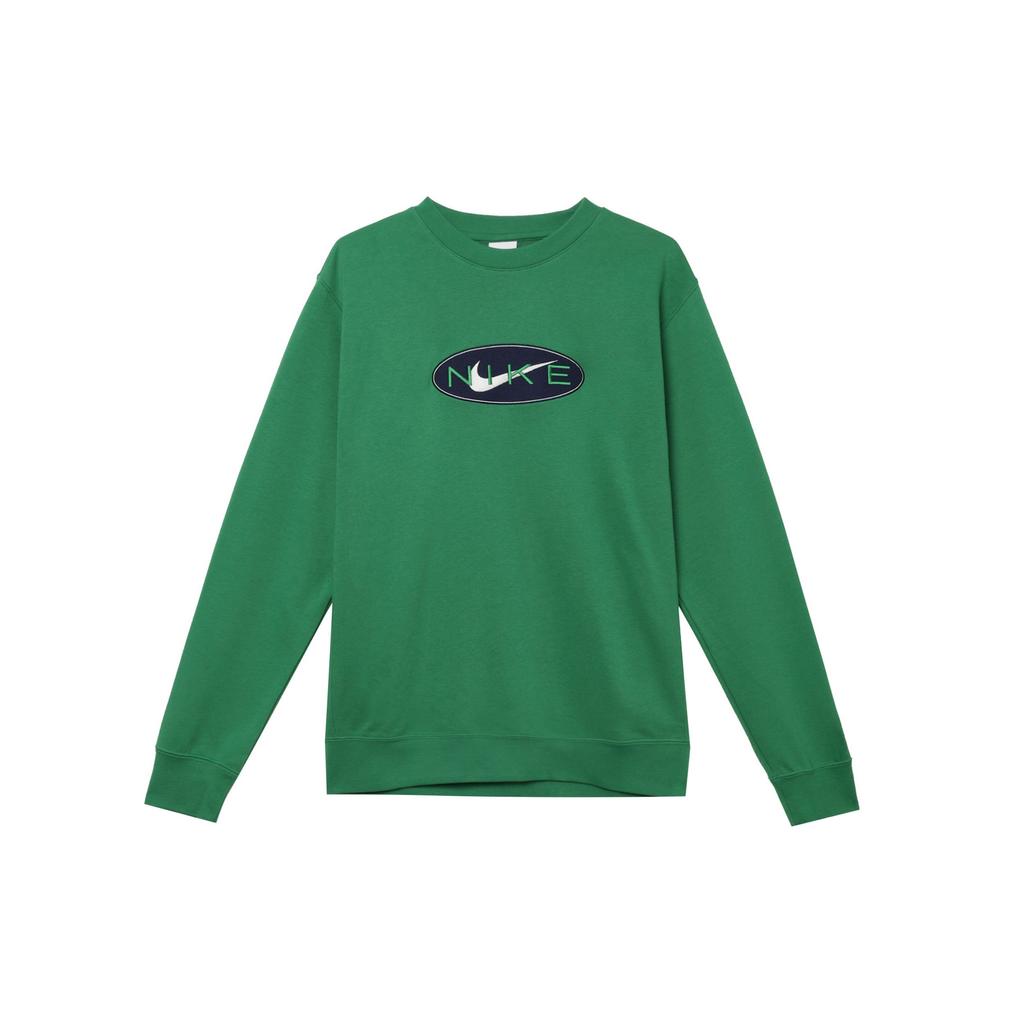Nike Embroidered Logo Crew Neck Pullover Sweatshirt Men Tops Green FZ4729-399