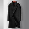 Men's Coat Autumn and Winter Long Double-breasted Handmade Wool Trench Coat, Youth Business Double-sided, Solid Color Warm Coat