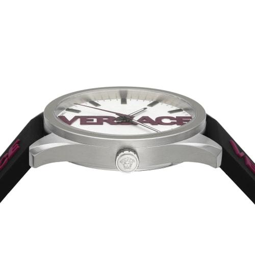 Versace V-VERTICAL Watch, Silver Dial, Quartz Movement, Water Resistant, Sapphire Crystal, 42mm, VE3H00122, Men's, Black