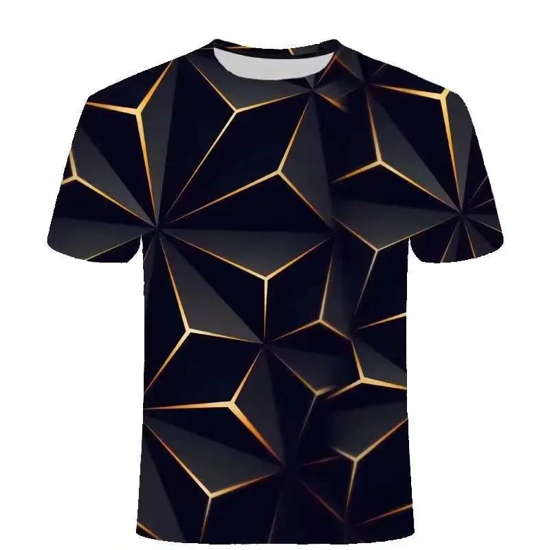 2025 Summer New Digital Printing Plaid Series Men's Fashion Casual T-shirt Crew Neck Short Sleeves Trendy Wear