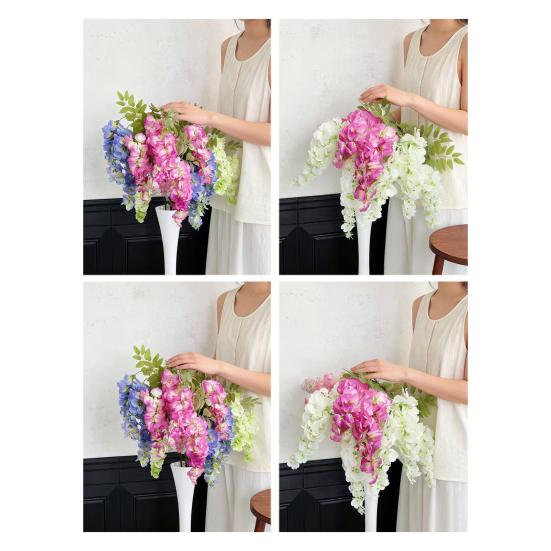 Artificial Wistaria with Green Leaves UV Resistant Fake Flower Decoration Indoor Outdoor Home Wedding Party Faux Flower Decor