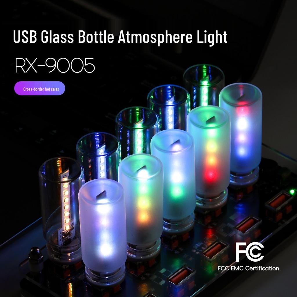 RX9005 USB LED Night Light: Colorful Glass Bottle Ornament for Christmas