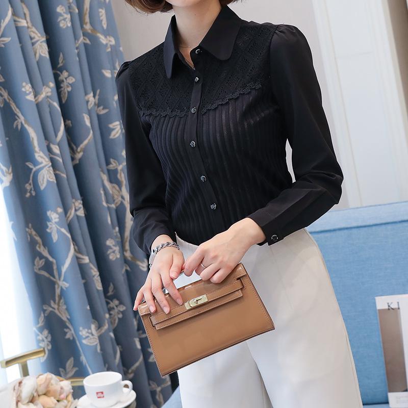 Women's Casual Chiffon Long-Sleeve Slim-Fit Versatile Spring Shirt
