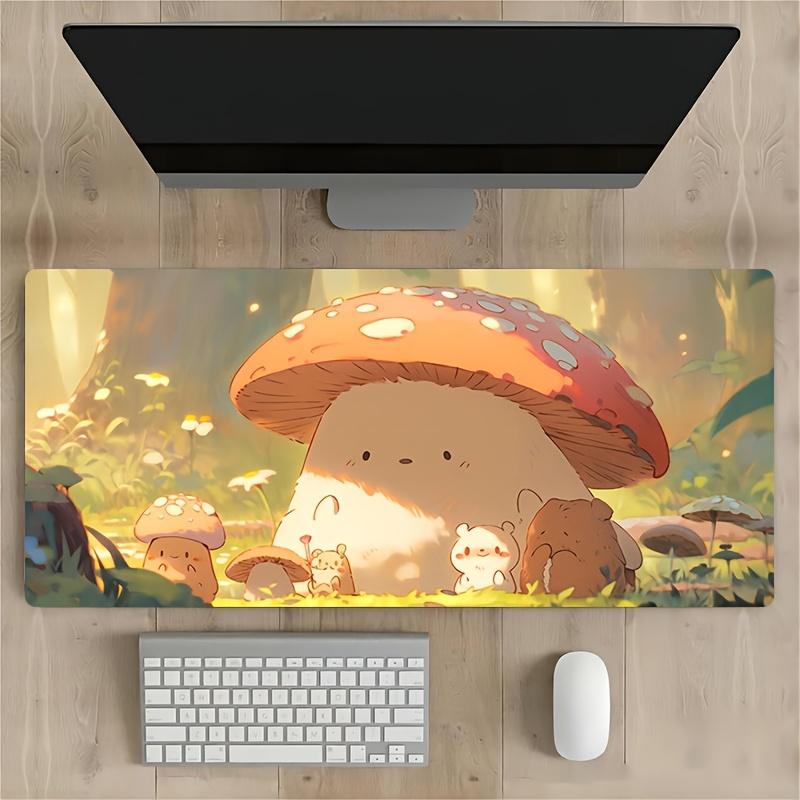 Forest Mushroom Large Gaming Mouse Pad HD Print Natural Rubber NonSlip Desk Mat Washable Desk Accessory