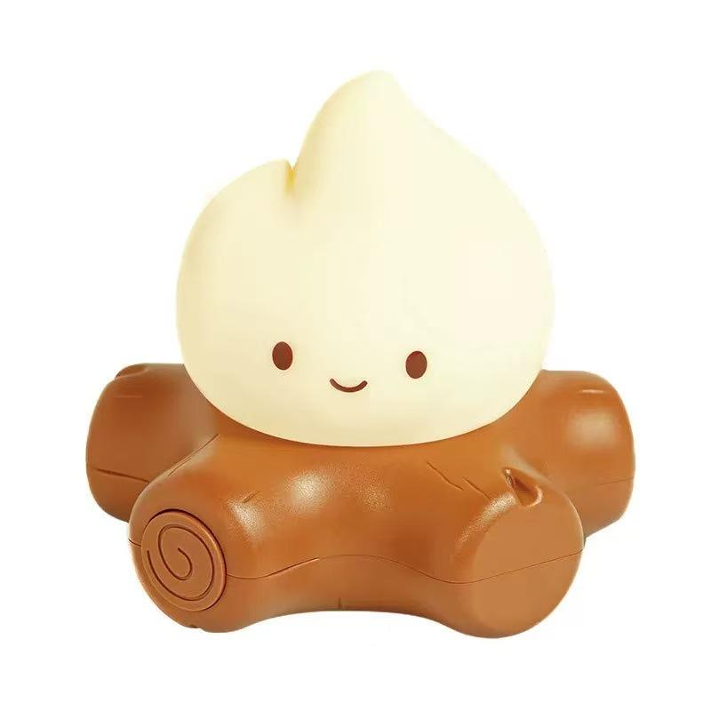 D5 Cute Campfire Night Light Silicone Sleeping Nightlight With Stepless Dimming Rechargeable Beside Lamp Halloween Light Decor