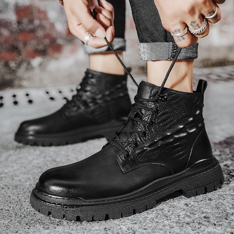 Popular Lace Up Leather Martin Boots Men's Spring and Autumn Boots