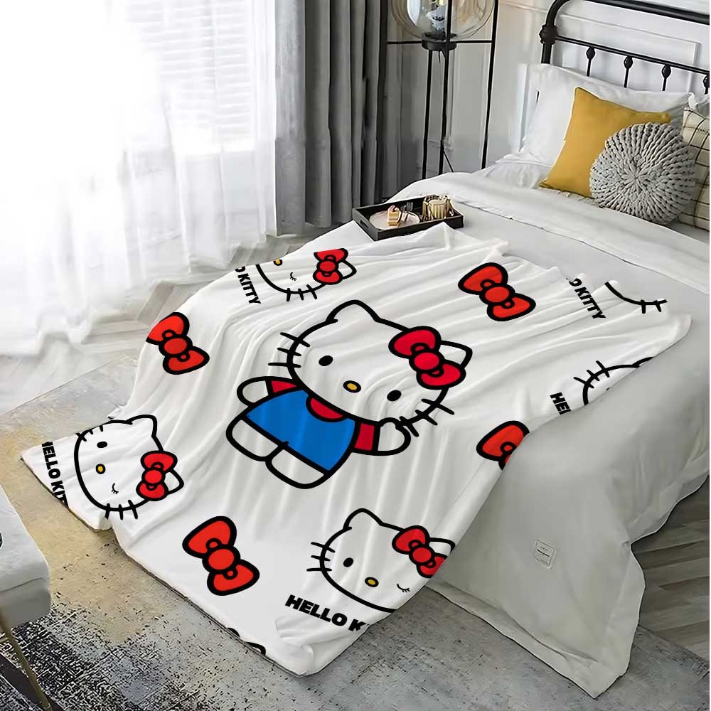 Kawaii Hellos Cat Nap Blanket Sofa Winter Fluffy Soft Blankets for Bed Home Bedroom Decoration Bedspread the Throw Warm Knee