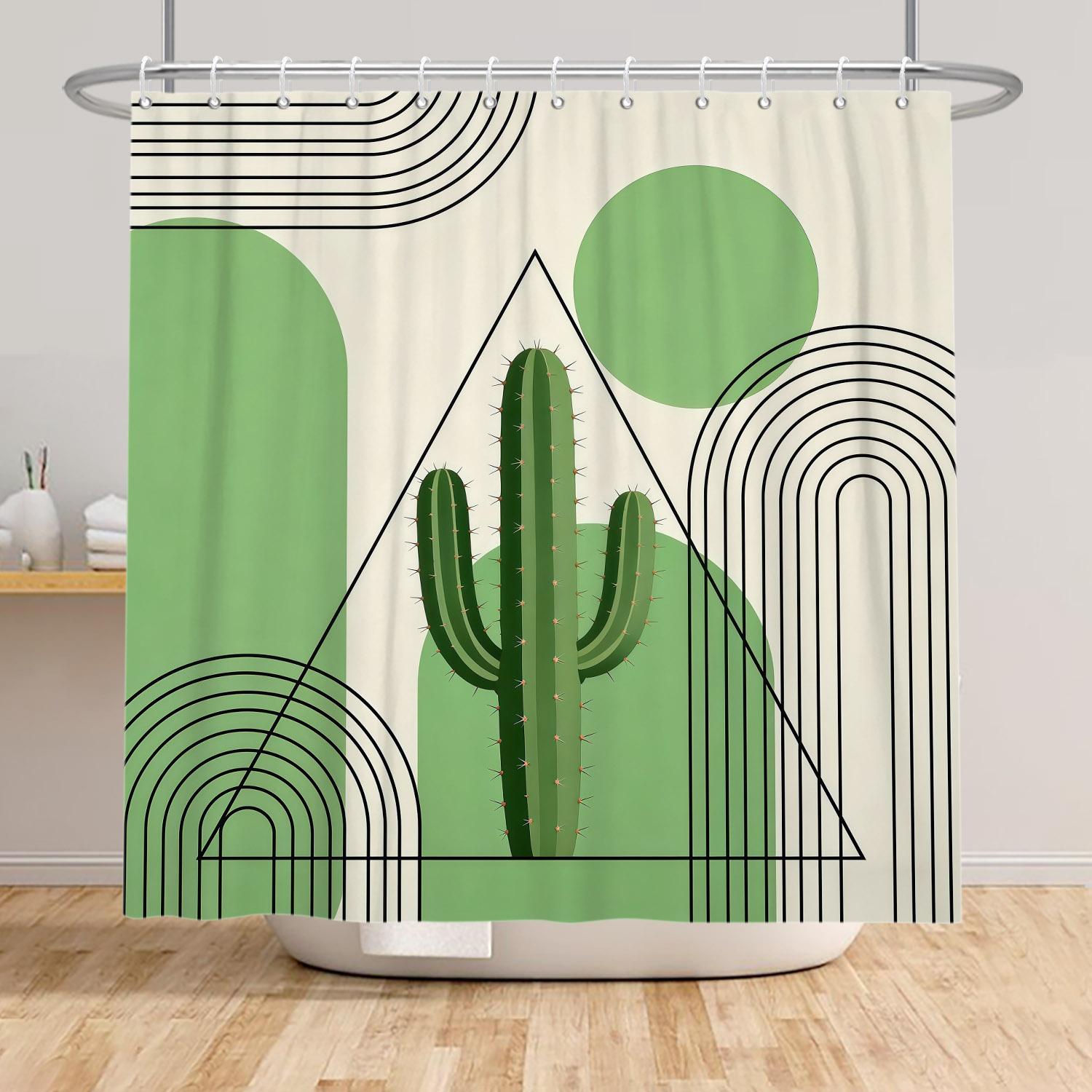 

Nordic Style Tropical Leaves Shower Curtain Green Plant Art Waterproof Bath Curtains Polyester Fabric Decor Curtain with Hooks W90 x H180cm