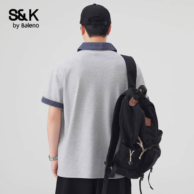 Baleno S&K Men's Color-Block Striped Polo Shirt