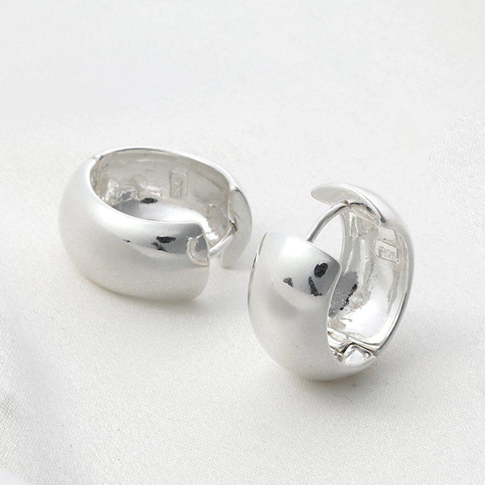 Mon Choix Silver Bold Ring One-Touch Earrings