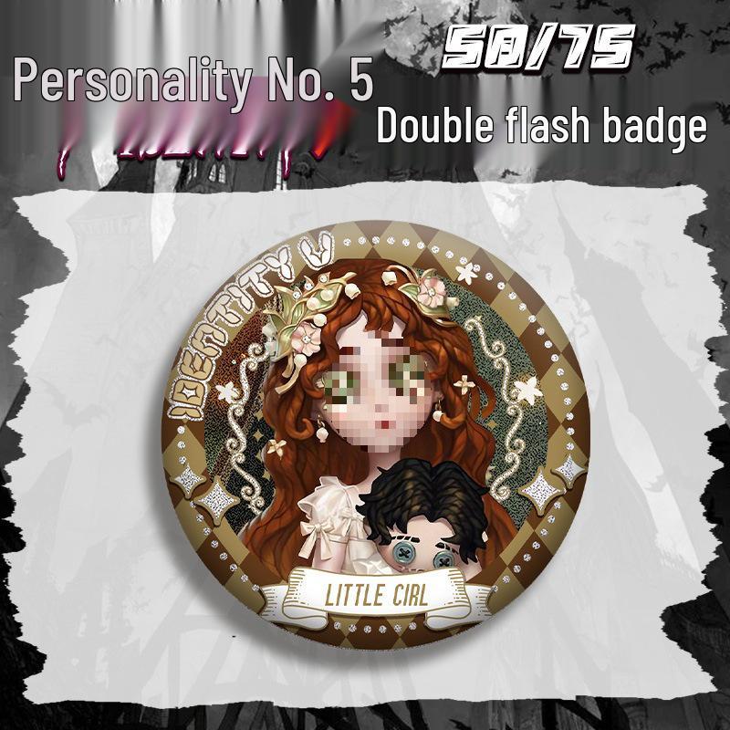 Identity V Little Girl Anime Badge with Silver Glitter Guts Joseph Pendant