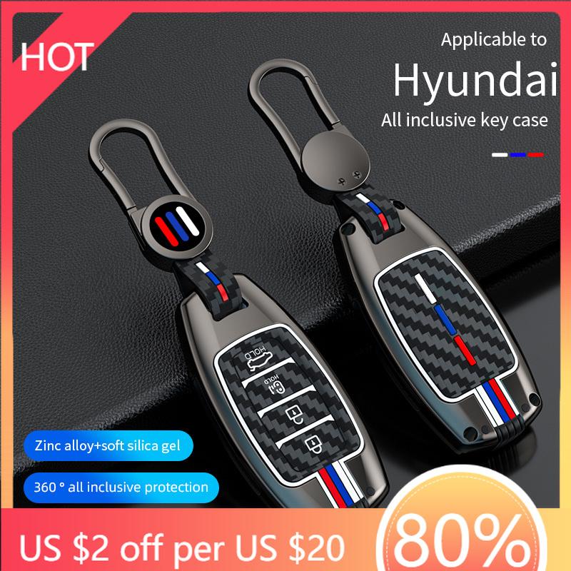 Styling Mouldings Car Alloy Key Case For Hyundai Palisade Grandeur Azera Elantra GT Kona 2018 2019 Smart Remote Fob Protector Co