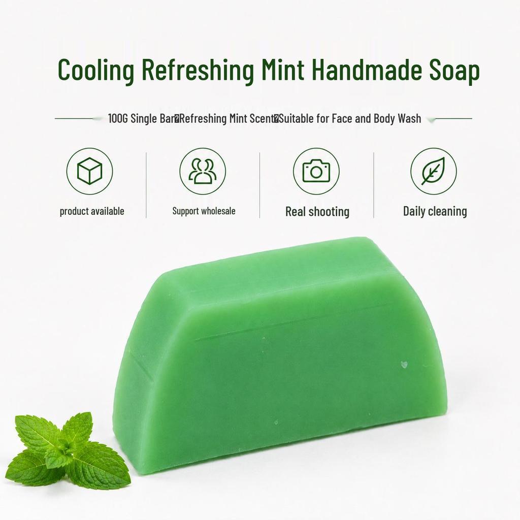 Cool Refreshing Mint Handmade Soap - 100g for Face, Body & Hands, Daily Cleansing Soap.