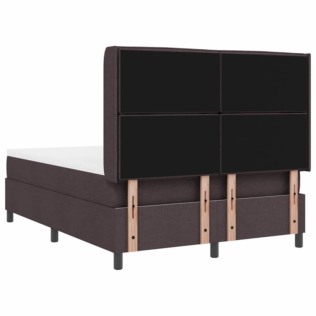 LED Boxspring Bed with Mattress Dark Brown 140 x 200 cm Fabric