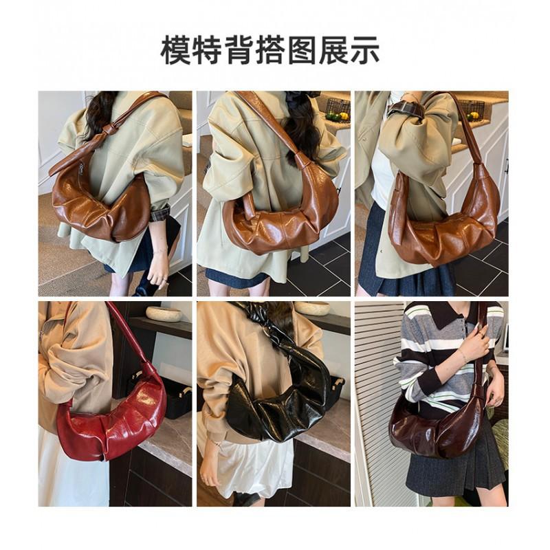 Lazy Style Retro Large-capacity Bag Women's 2025 New Pleated Dumpling Casual All-matching Texture Shoulder