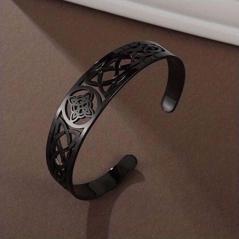 SEUSUK Adjustable Celtic Witch Knot Bracelet - 304 Stainless Steel Open Bangle Knot Amulet Jewelry