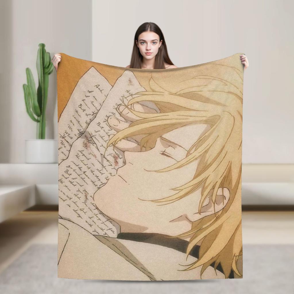 Banana Fish Anime Merch Blanket Warm Cozy Fluffy  Throw Blankets for Sofa 50x60 Inches Multi-size Bedspread