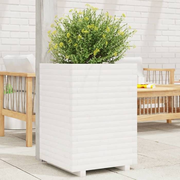 VidaXL Jardinière blanc 50x50x72 cm bois de pin massif, jardinière d'extérieur, bac à fleurs, bac à tomates, jardinière de 3282610