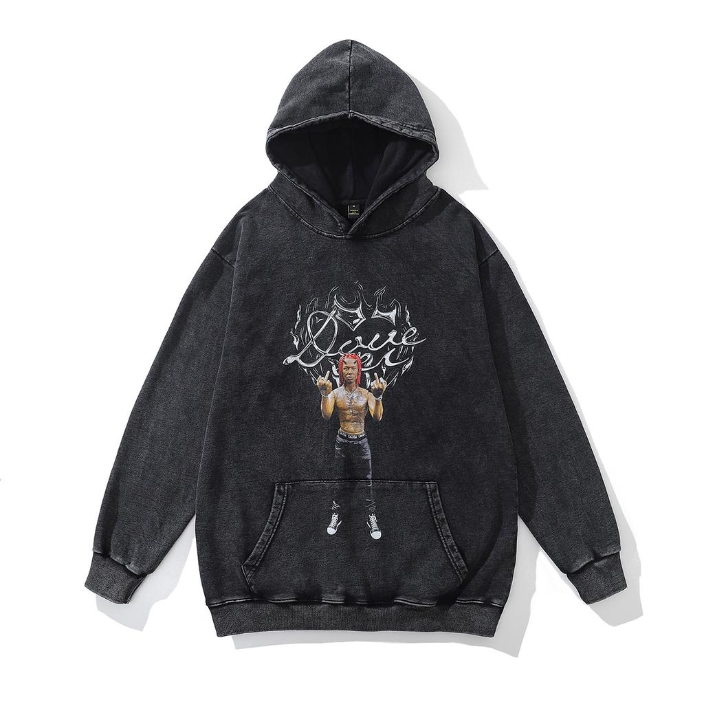 American Street Trendy Brand Y2K Cartoon Print Hoodie Men'S And Women'S Oversize Vintage Style Hoodie