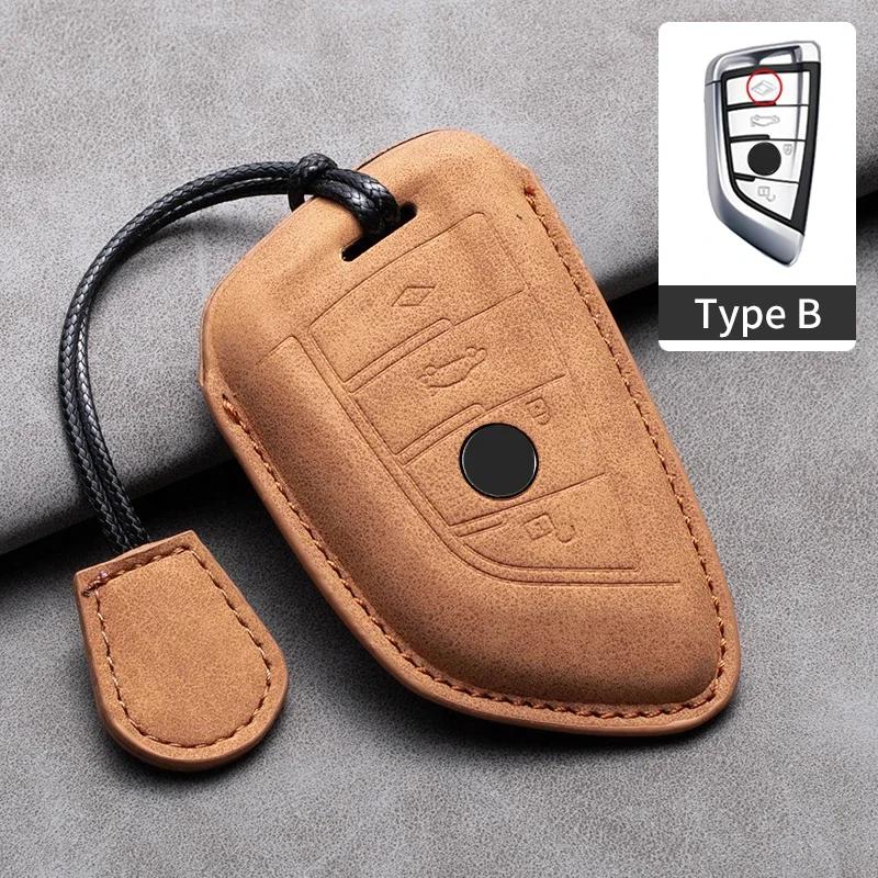 Leather Car Remote Key Case Cover for Bmw F20 G20 G30 X1 X3 X4 X5 G05 X6 X7 G11 F15 F16 G01 G02 F48 1 2 3 4 5 6 7 Series