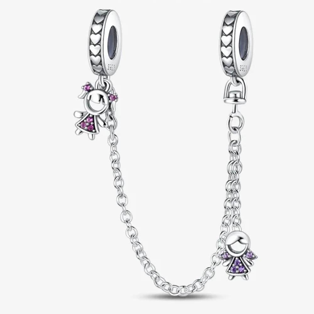 New In Color Zircon Angle Round Clip Bead Fit Pan Original Bracelet Women Copper Safety Chain Jewelry Gift