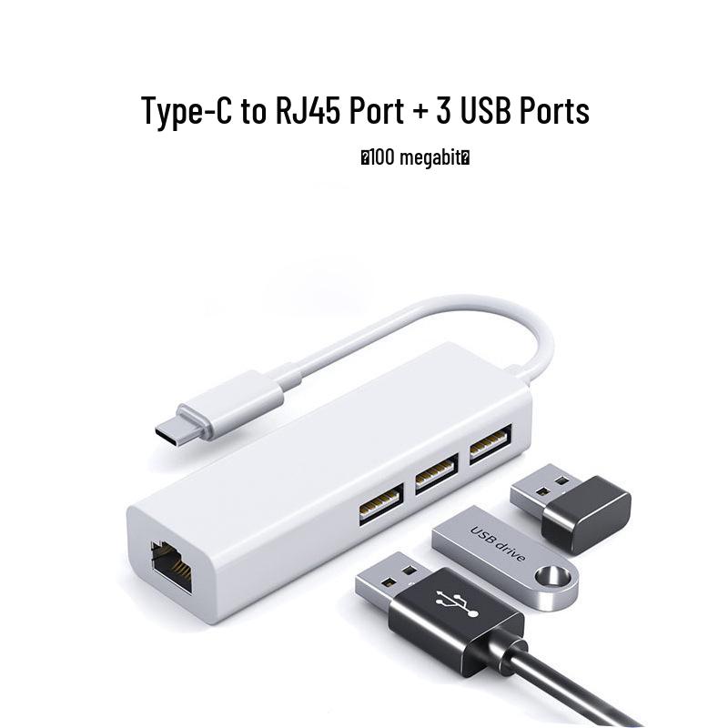 Type-C/USB to RJ45 Ethernet Adapter, Driver-Free, 100Mbps for Mobile, Computer, TV