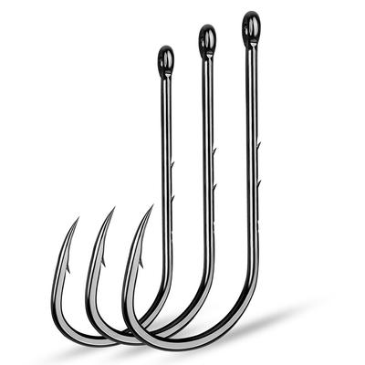 100pcs High Carbon Steel Barbed Live Bait Fishing Hooks 1-6# Single Hook with Hole