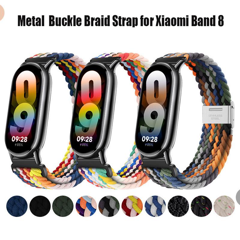 Nylon Braid Strap for Xiaomi Band 8 9 Metal Buckle Smart Band Replacement Bracelect Belt for Mi Band 8 Xiaomi Band 8 Wrist Strap
