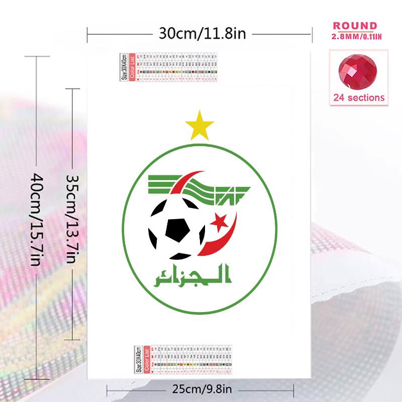 Algeria national football logo Pattern 3pcs 100% Round Full Drill 5D DIY Diamond Painting Embroidery Cross Stitch Rhinestone Décor
